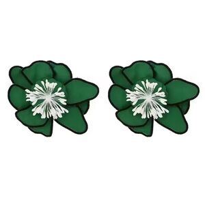 New ZARA Emerald Green Floral Statement Earrings NWOT #Z7